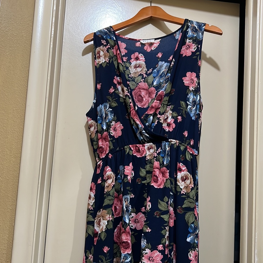 Blue flower shorts romper with small train